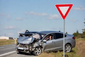 Accident at a yield sign