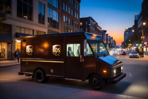 UPS Truck at night