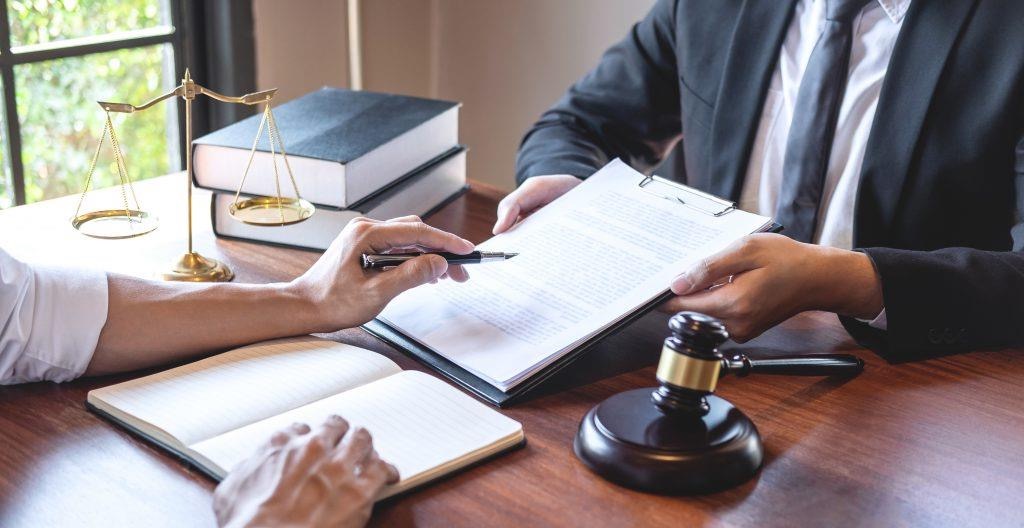 Man and woman reviewing documents